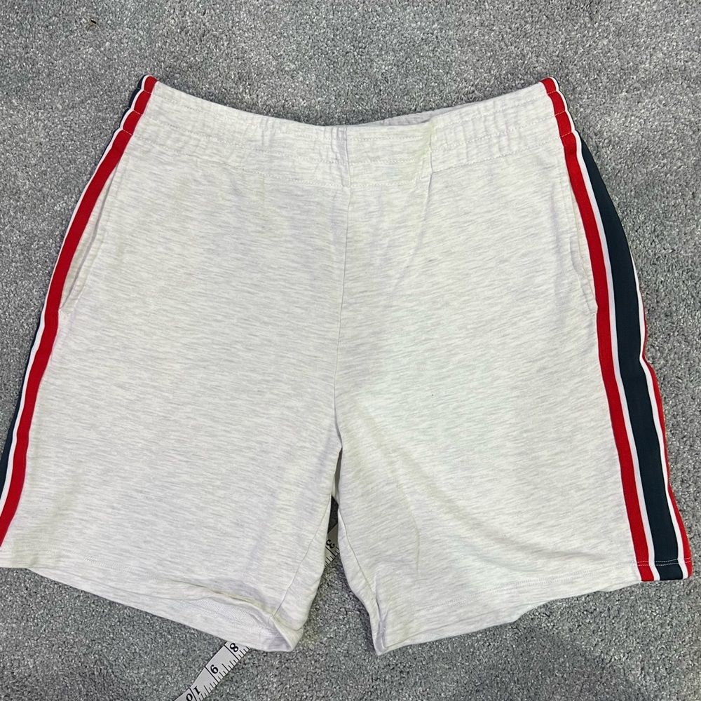 ASOS DESIGN oversized jersey shorts with side tape in white heather